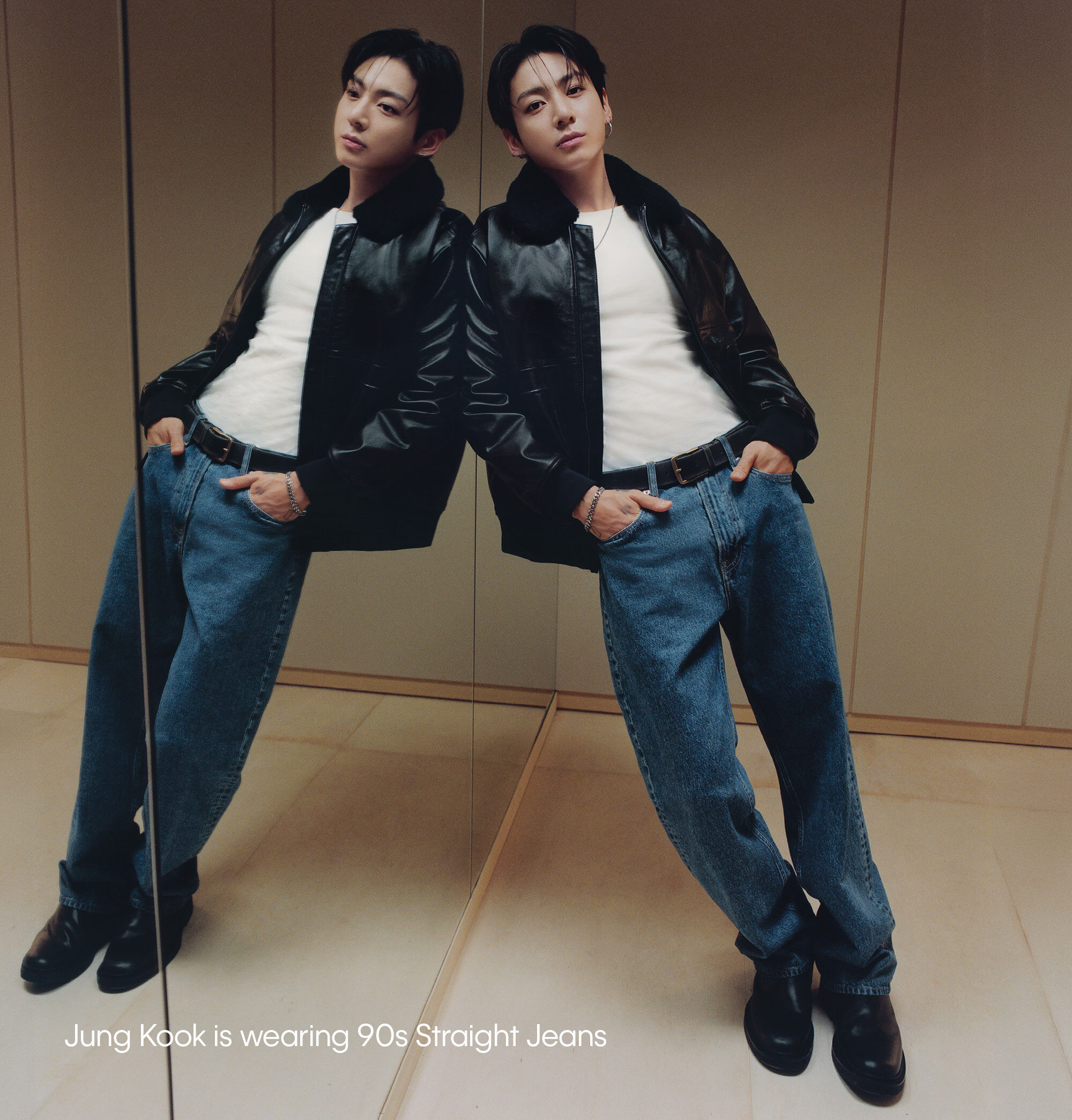Jung Kook is wearing 90s Straight Jeans